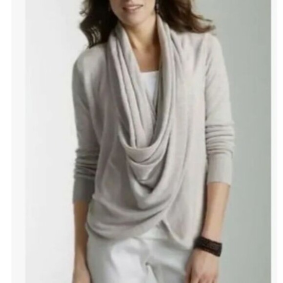 J. Jill Infinity Sweater Womens Medium Tan Beige Linen Blend Pullover Stretch - Picture 1 of 12